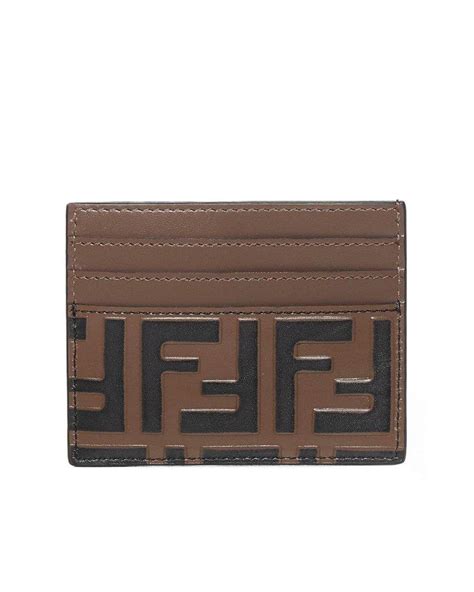 fendi brown leather card holder|fendi leather card holder.